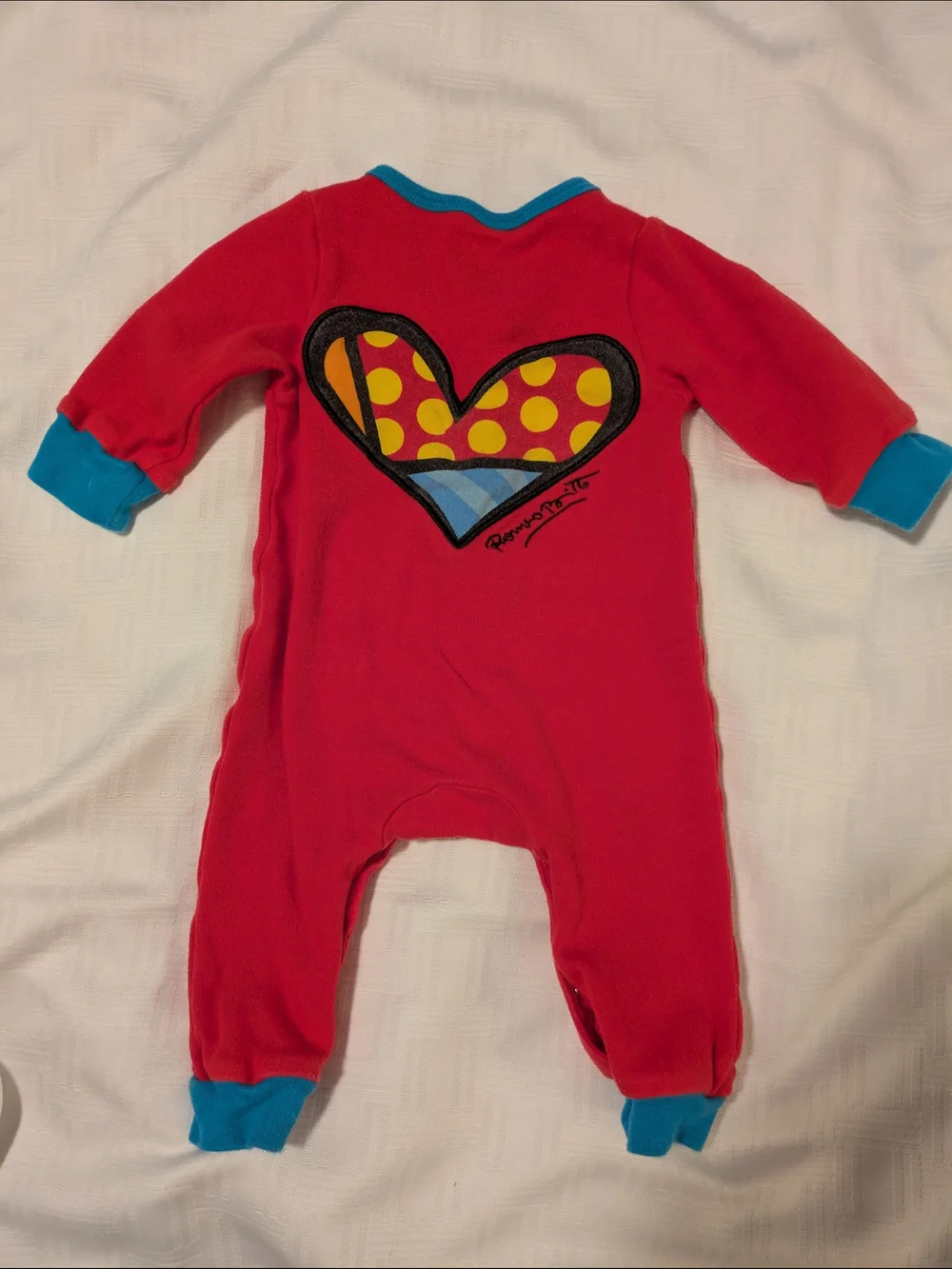 Red & Teal Heart Baby One-Piece